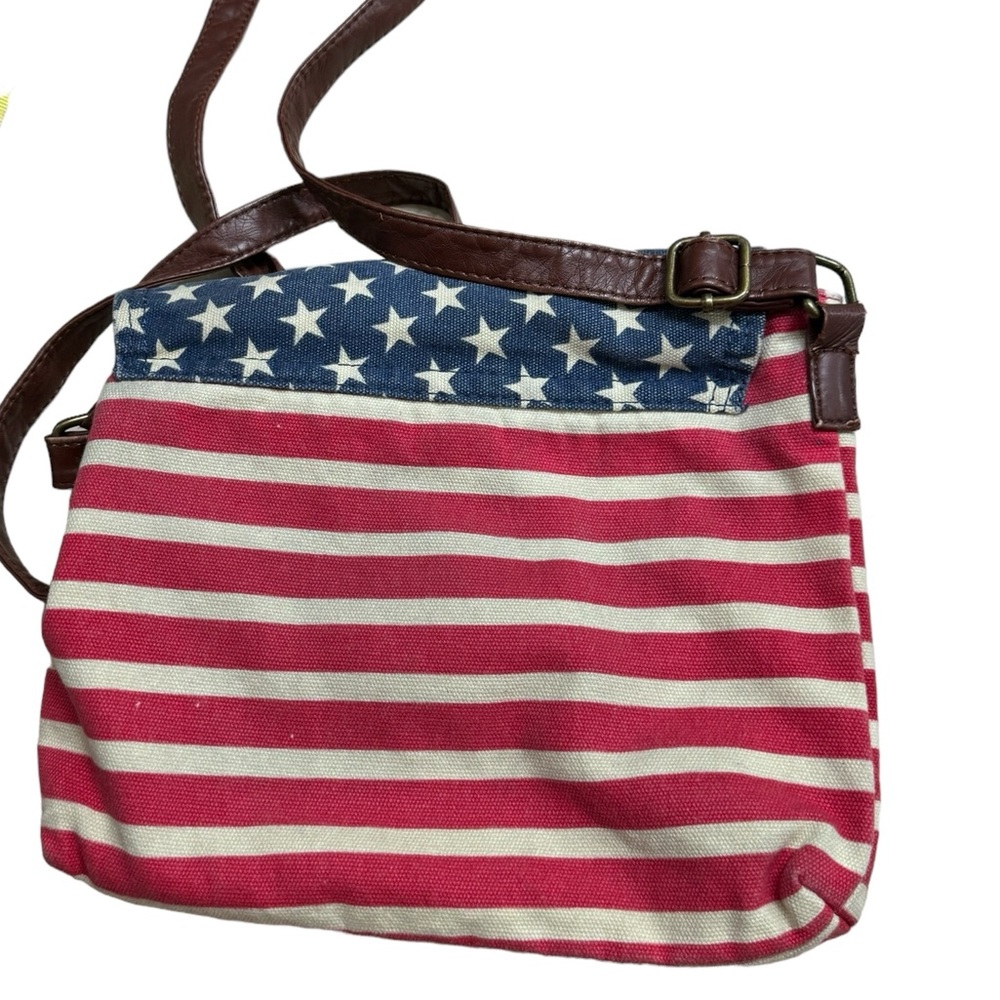 Retro US Flag Motif Patriotic Women’s Boho Hippie Aged Shoulder Bag Purse - Picture 3 of 12